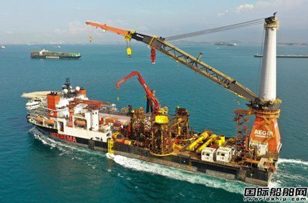 “Aegir”號變身重型吊裝船前往臺灣執行風電場安裝合同