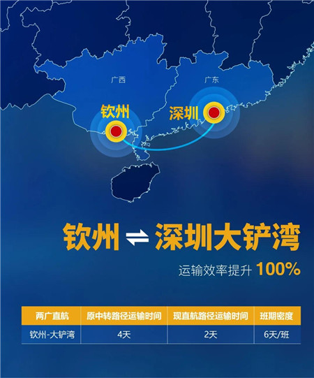 泛亞航運開通欽州至大鏟灣直航航線