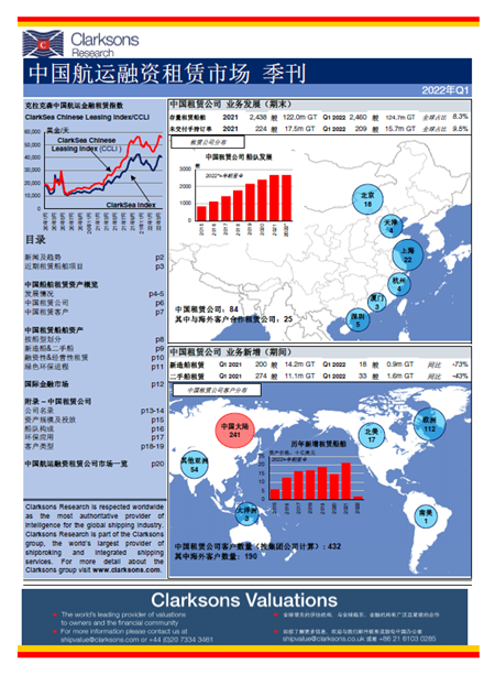 克拉克森研究：2022年一季度中國航運租賃市場趨勢分析