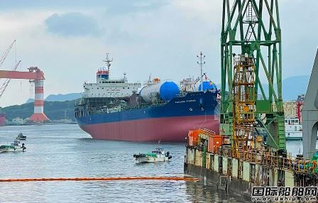 福岡造船為FCC建造首艘LNG動力不銹鋼化學品船下水