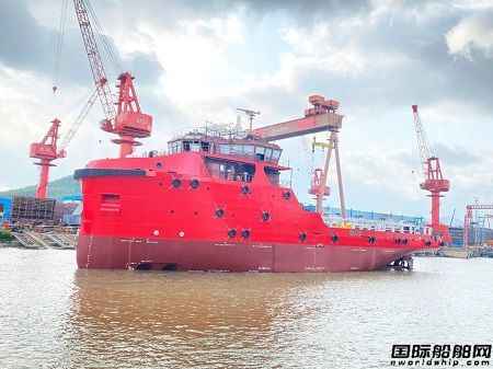 航通船業建造60米拋錨供應船順利下水