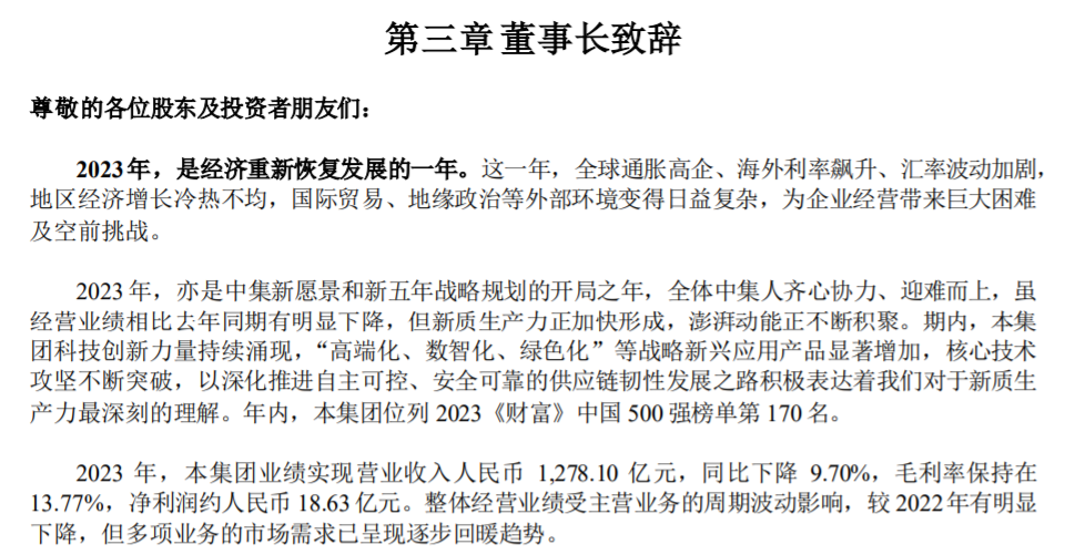中集集團發布2023年年報總營收1278億元